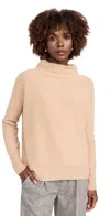 Vince Boiled Cashmere Funnel Neck Pullover In Camel