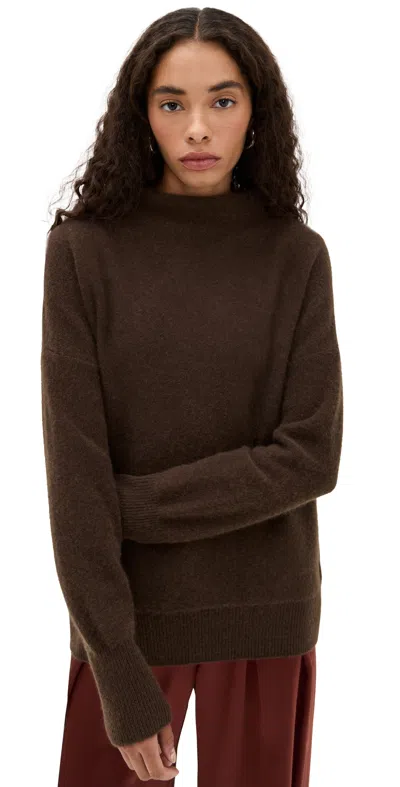 Vince Boiled Funnel Neck Cashmere Pullover Truffle In Brown
