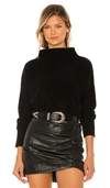 Vince Boiled Funnel Neck Pullover In Black