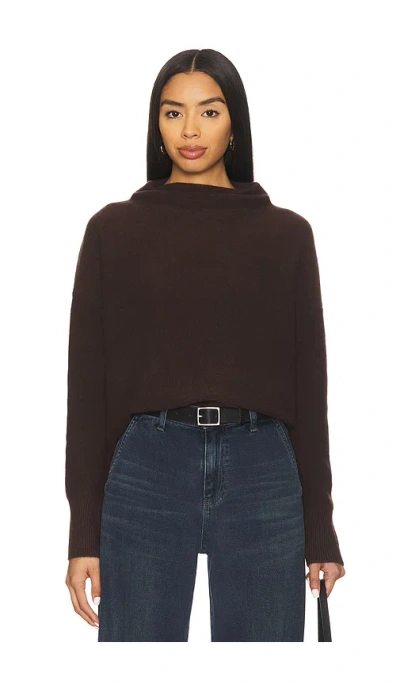 Vince Boiled Funnel Neck Pullover In Brown