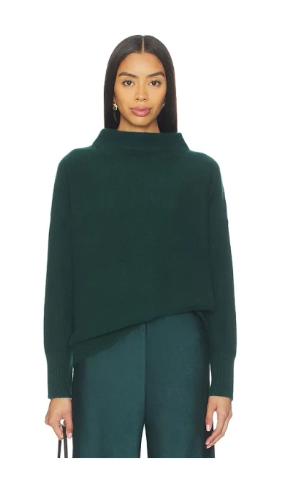 Vince Boiled Funnel Neck Pullover In Green