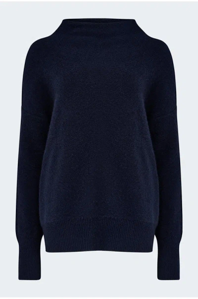 Vince Boiled Funnel Neck Pullover In Coastal In Blue