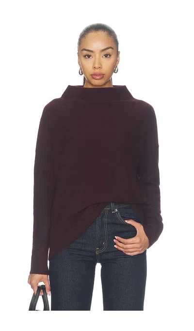 Vince Boiled Funnel Neck Pullover Sweater In Burgundy