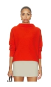 Vince Boiled Funnel Neck Pullover Sweater In Red