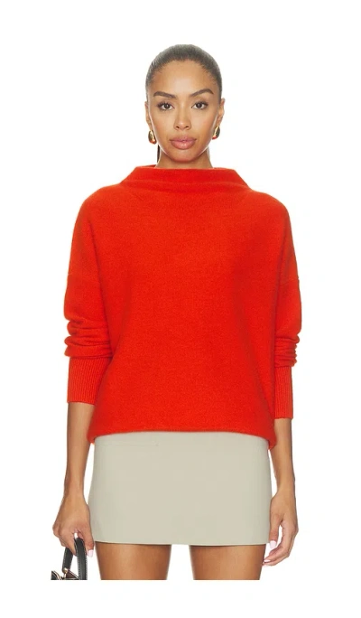 Vince Boiled Funnel Neck Pullover Sweater In Red