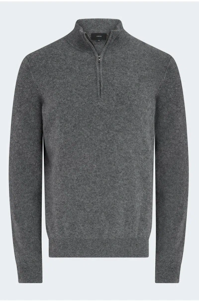 Vince Boiled Quarter Zip Sweater In Medium Heather Grey In Gray