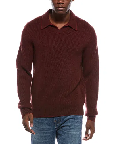 Vince Boiled Thermal Cashmere Johnny Collar Sweater In Brown