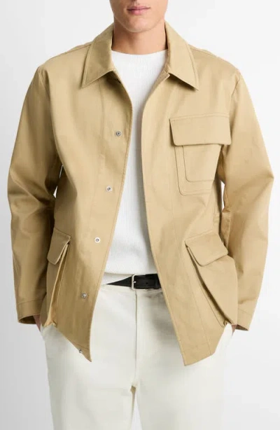 Vince Bonded Cotton Snap-up Hunting Jacket In Neutral