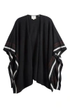 Vince Border Stripe Cashmere Cape In Black