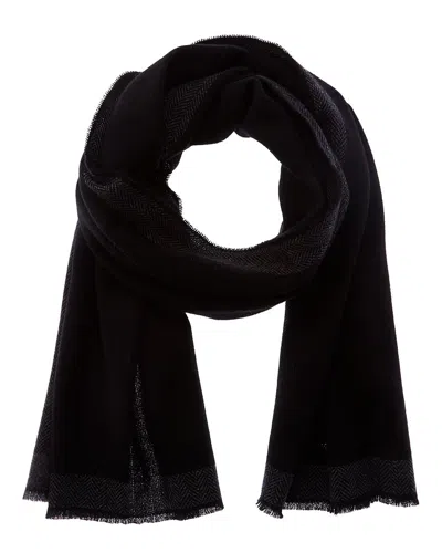 Vince Border Stripe Cashmere Scarf In Black