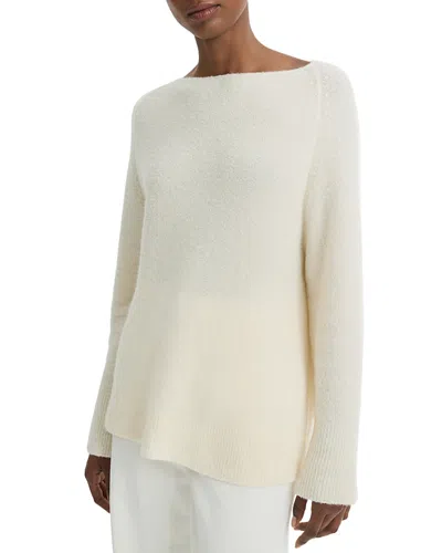 Vince Boucle Boat Neck Sweater In Off White