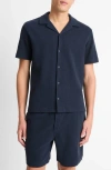 Vince Cotton Blend Boucle Regular Fit Button Down Camp Shirt