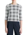 Vince Boucle Plaid Top In Coastal/off White