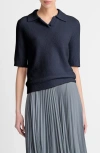 Vince Soft Boucle Silk & Cashmere-blend Polo Shirt In Coastal Blue