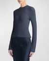 Vince Bouclé Silk-blend Crewneck Sweater In Coastal