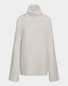 Vince Boucle Turtleneck Tunic Sweater In Off White