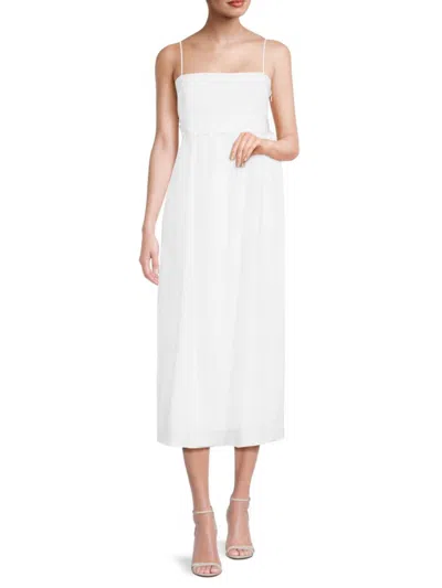 Vince Bow Pleated Maxi Dress In Optic White