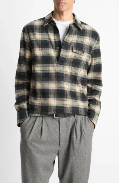 Vince Bowden Plaid Cotton Popover Shirt In Multi
