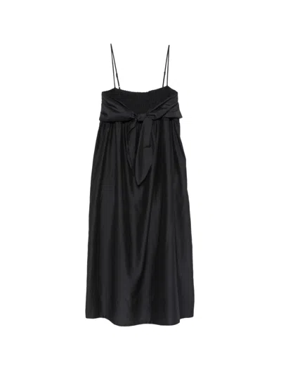 Vince Bow-detail Midi Dress In Black
