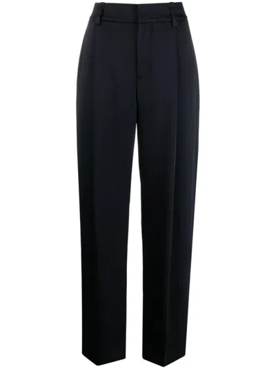 Vince Box-pleat High-waisted Trousers In Blue