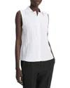 Vince Boxy Sleeveless Button Front Shirt In Optic White In White