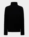 Vince Boxy Cashmere Turtleneck Sweater In Black