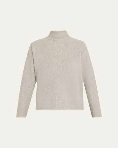 Vince Boxy Cashmere Turtleneck Sweater In Stone Grey