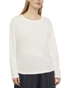 Vince Boxy Long Sleeve Cotton Crewneck Top
