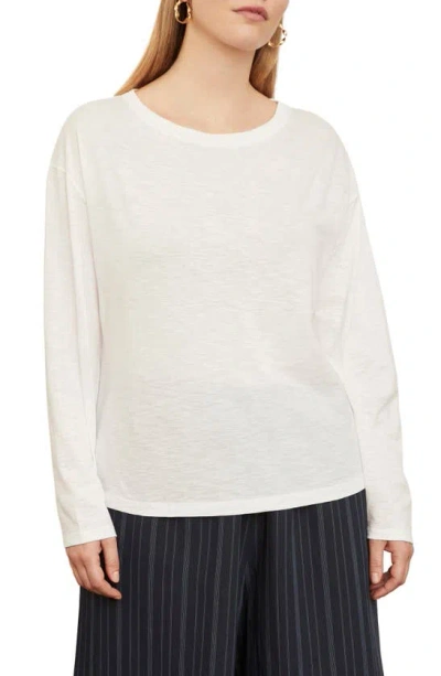 Vince Boxy Long Sleeve Cotton Crewneck Top In Optic White