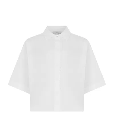 Vince Boxy Short-sleeve Cotton Shirt In Yellow