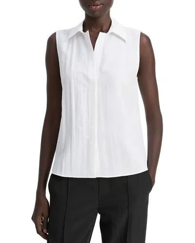 Vince Boxy Sleeveless Button Down Shirt In White