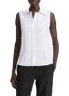 Vince Boxy Sleeveless Button Front Shirt In Optic White In White