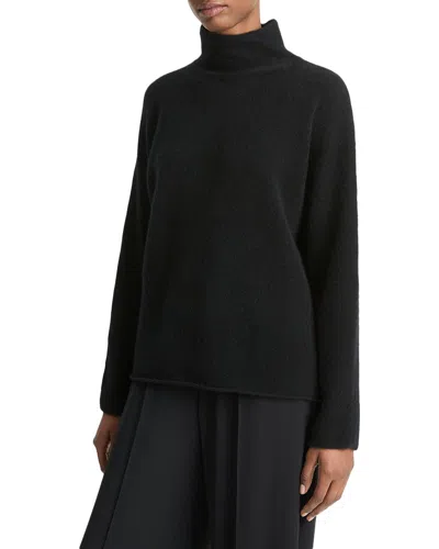 Vince Boxy Turtleneck Cashmere Sweater In Black