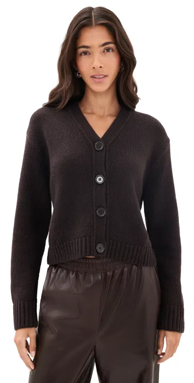 Vince Boxy V Neck Cardigan Cinderwood In Black