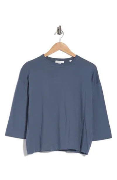 Vince Bracelet Sleeve Boxy Cotton Top In Aqua Stone