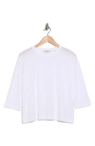 Vince Bracelet Sleeve Boxy Cotton Top In Optic White