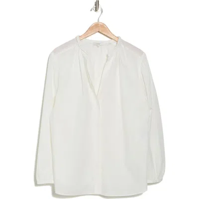 Vince Braid Trim Cotton Blouse In Optic White