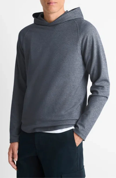 Vince Broken Twill Hoodie In Faded Cobalt/off White