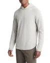Vince Broken Twill Pullover Hoodie In Heather Gray/ Off White