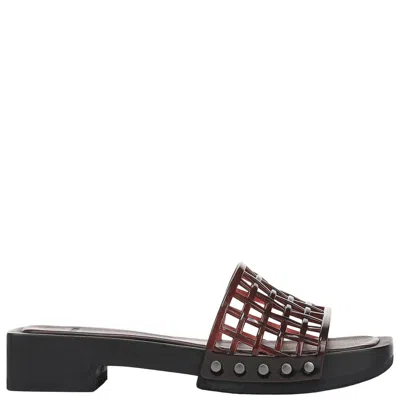 Vince Brown Mesh Sandals With Side Studs In Black