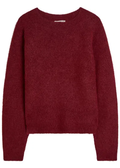 Vince Brushed Alpaca-blend Jumper In Burgundy
