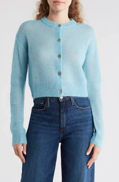 Vince Brushed Button Cardigan In Topaz