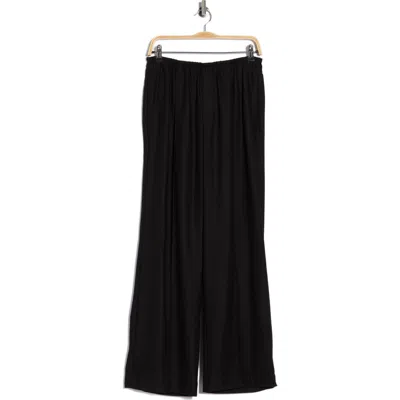 Vince Brushed Flannel Wide Leg Pull-on Pants In Black