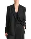 Vince Brushed Flannel Wool-blend Blazer In Black