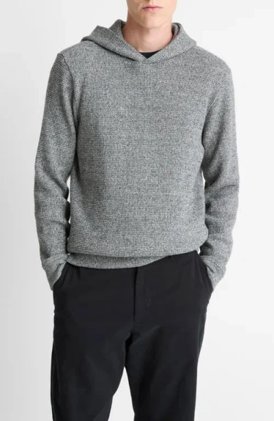 Vince Brushed Waffle Texture Pullover Hoodie In Gray