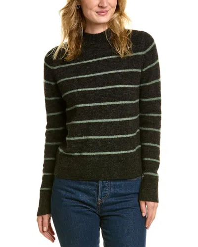 Vince Brushed Wide Stripe Alpaca & Wool-blend Sweater In Black