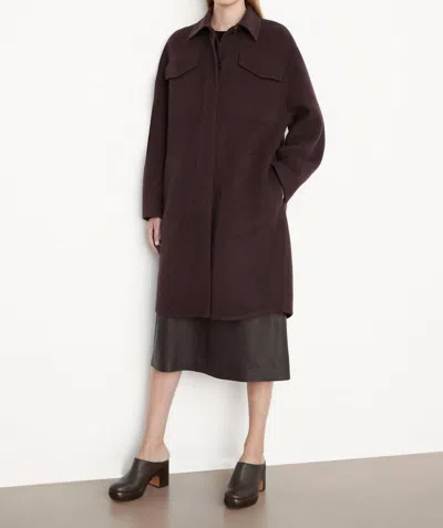 Vince Brushed Wool Shirt Coat In Hickory In Red