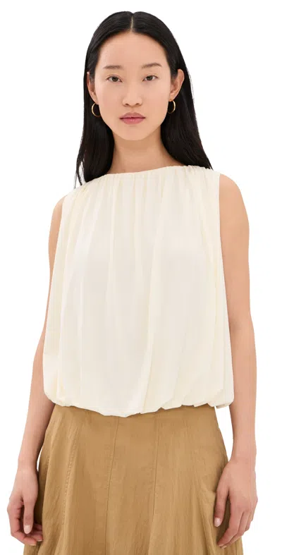 Vince Matte Jersey Bubble Top In Porcelain In White