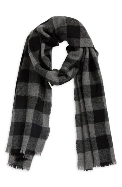 Vince Buffalo Check Cashmere Scarf In Black