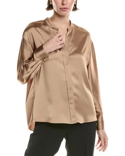 Vince Button-down Blouse In Brown